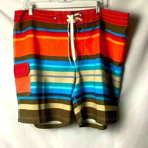 SPERRY TOP SIDER MENS SIZE 38 BOARD SHORTS‎ MULTICOLOR STRIPES DRAWSTRING…